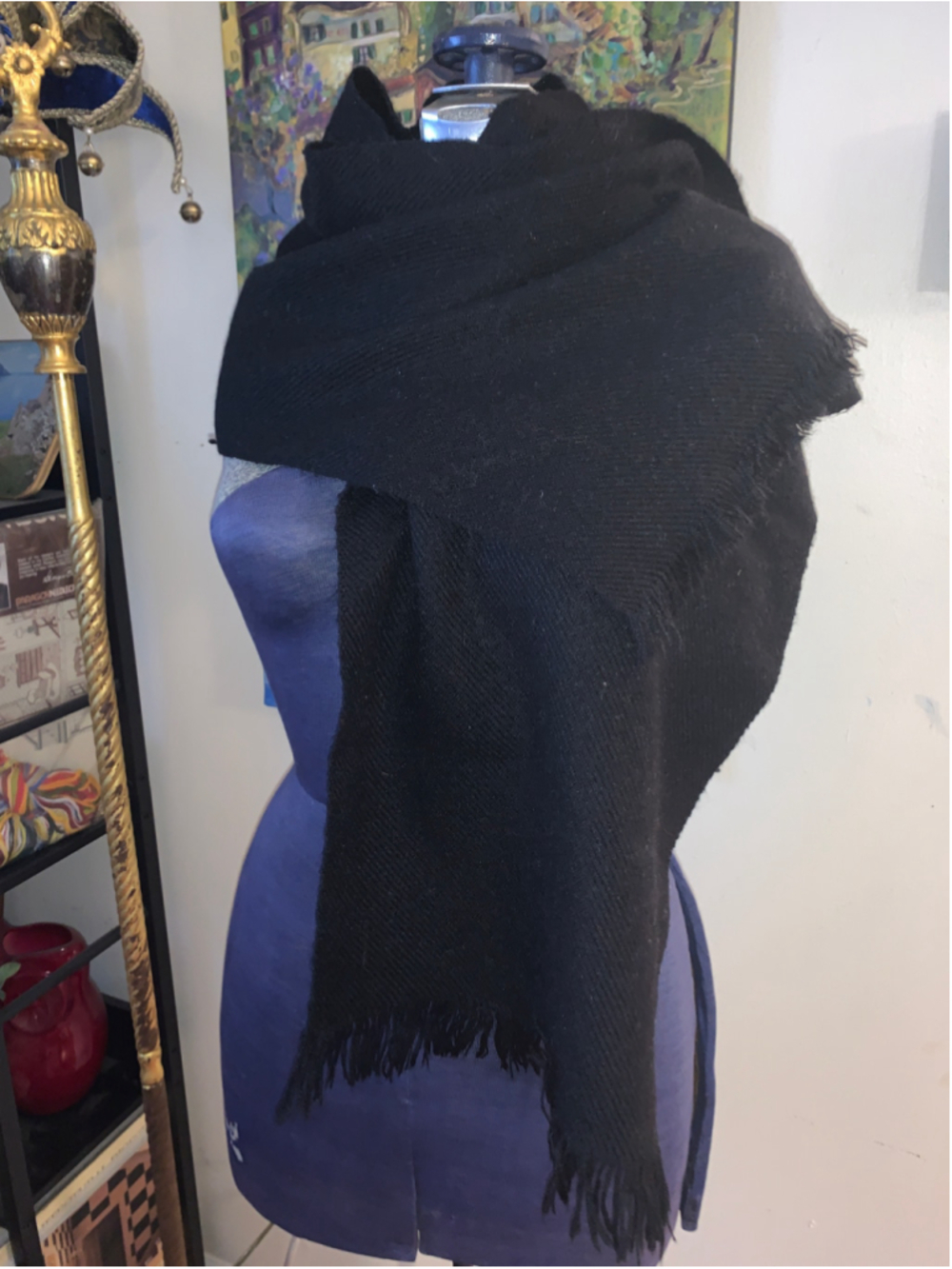 Women's Unbranded Black Fringed Scarf One Size